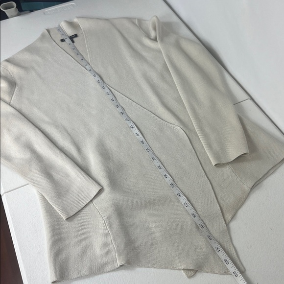 Eileen Fisher Sz M Cardigan Sweater Cream Silk Cotton Angled Front - Picture 6 of 14